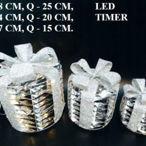 Dekoracja świąteczna Komplet 3 prezentów led srebrny