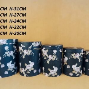 Flowerbox pudełko na kwiaty 5 w 1 Czarne w kwiaty wysoki