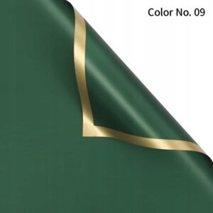 Folia florystyczna Papier do pakowania 58x58cm 20szt Zielona złoty pasek