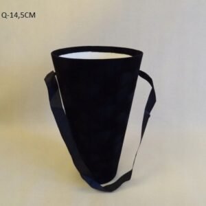 Flowerbox wazon/doniczka na kwiaty welurowy zamszowy czarny fi14,5 h25,5cm