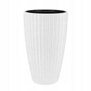 Doniczka Mika 30 slim biała z wkładem