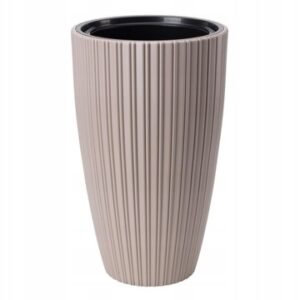 Doniczka Mika 30 slim szaro-beżowa mocca z wkładem