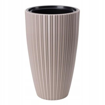 Doniczka Mika 30 slim szaro-beżowa mocca z wkładem