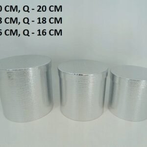 Flowerbox pudełko na kwiaty, na prezent okrągły srebrny