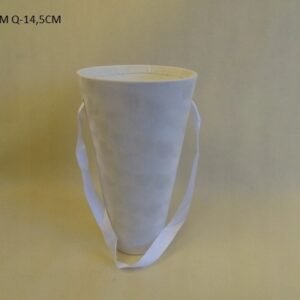 Flowerbox wazon na kwiaty welurowy zamszowy kremowy ecri fi14,5 h25,5cm