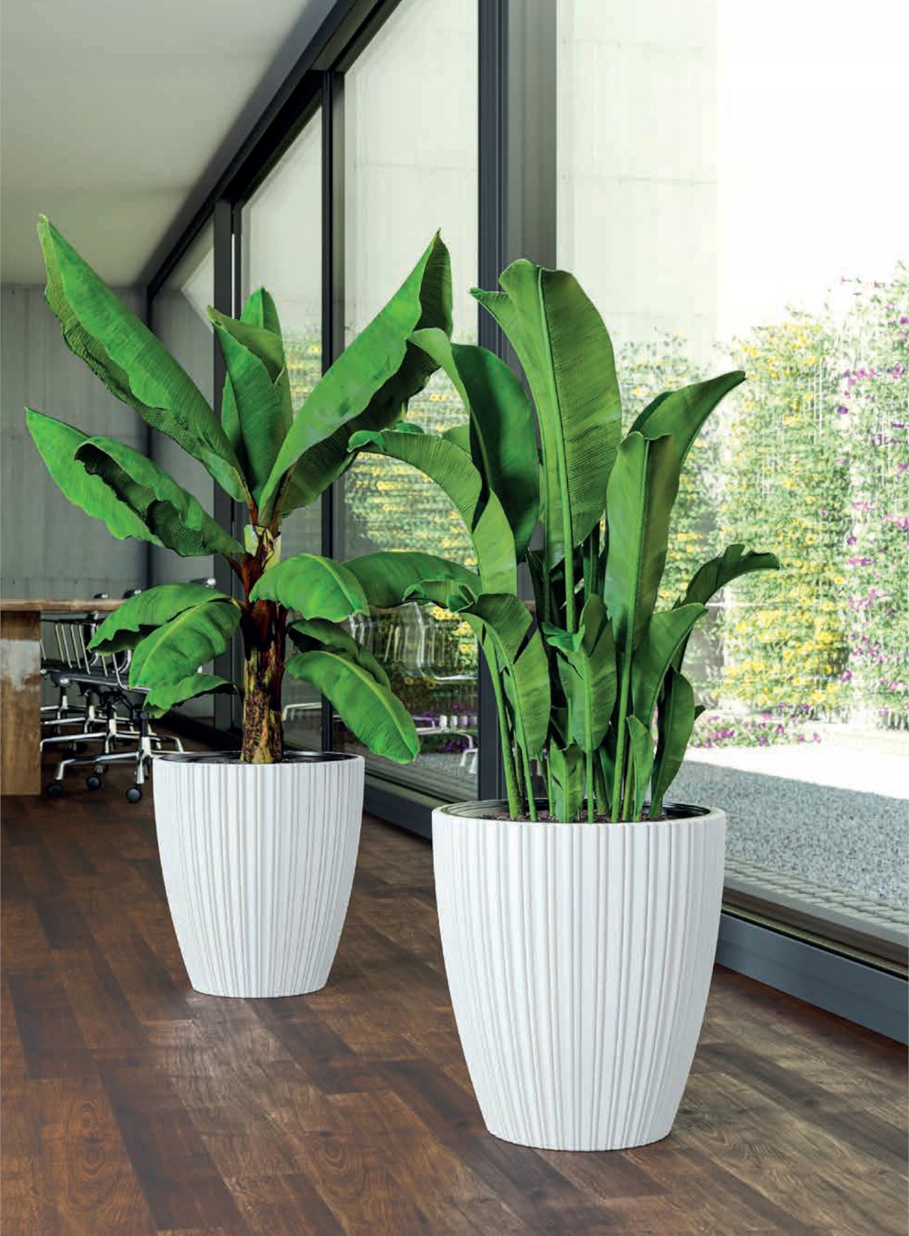 Doniczka Mika 30 slim szaro-beżowa mocca z wkładem - obrazek 4