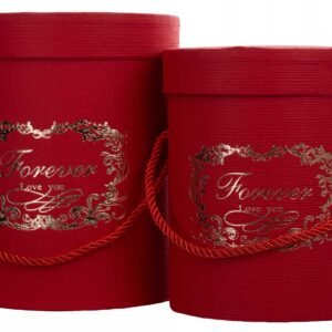 FLOWER BOX PUDEŁKO NA KWIATY PREZENT CZERWONE KOMPLET 2 SZTUKI