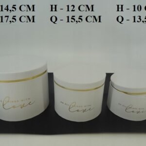 Flowerbox pudełko na kwiaty na prezent okrągłe białe 3 szt