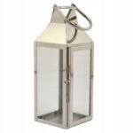 Lampion metal/szkło Latarnia 35cm srebrny FF9982