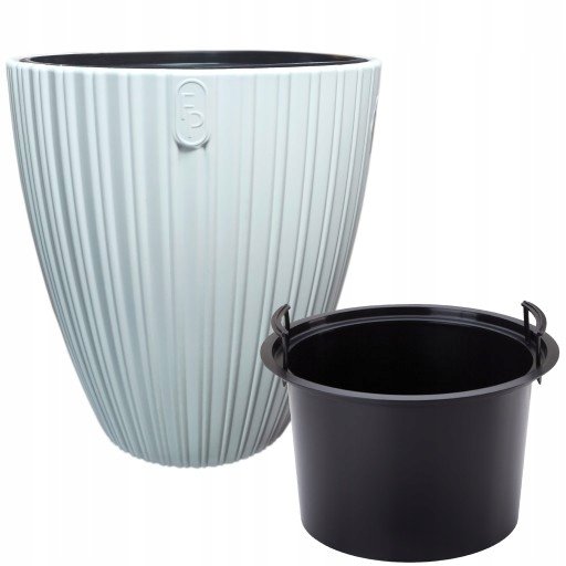 Doniczka Mika 30 platyna szara z wkładem - obrazek 8