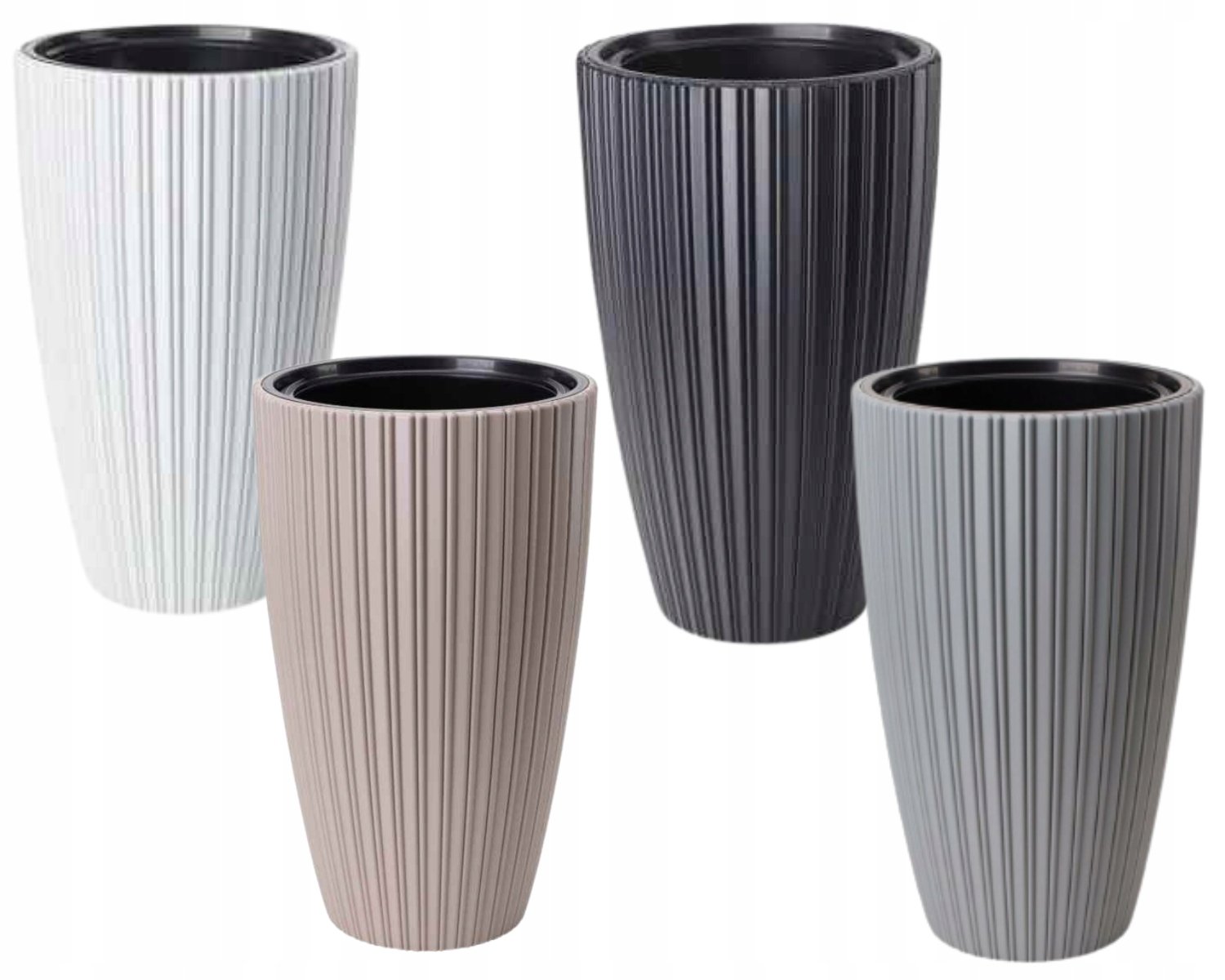 Doniczka Mika 30 slim szaro-beżowa mocca z wkładem - obrazek 6