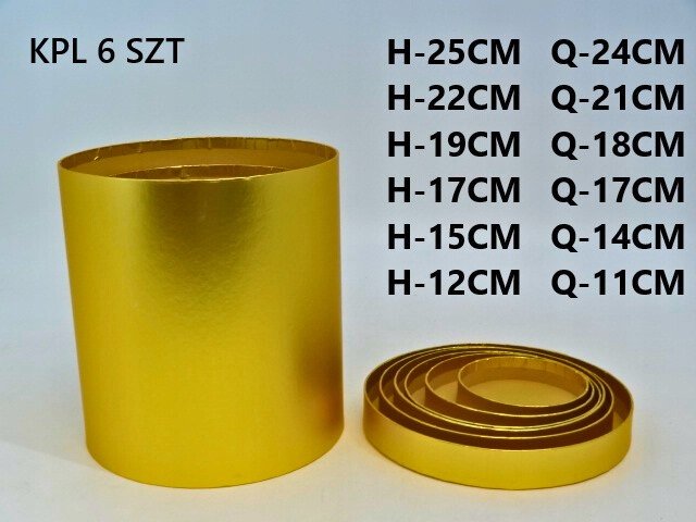 Flowerbox pudełko na kwiaty na prezent okrągły złoty