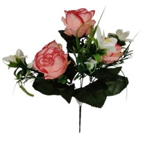 Bukiet Róża H 33 cm 4 róże + dodatki VIP5780
