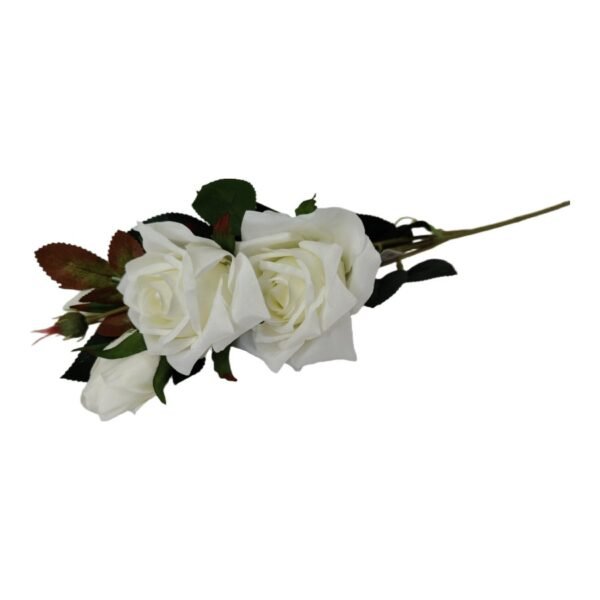 Gałązka Róża 2 kwiaty + 2 pąki H 67 cm Biała