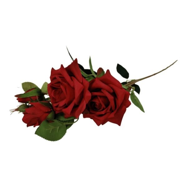 Gałązka Róża 2 kwiaty + 2 pąki H 67 cm Czerwona