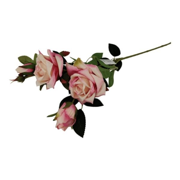 Gałązka Róża 2 kwiaty + 2 pąki H 67 cm Różowa
