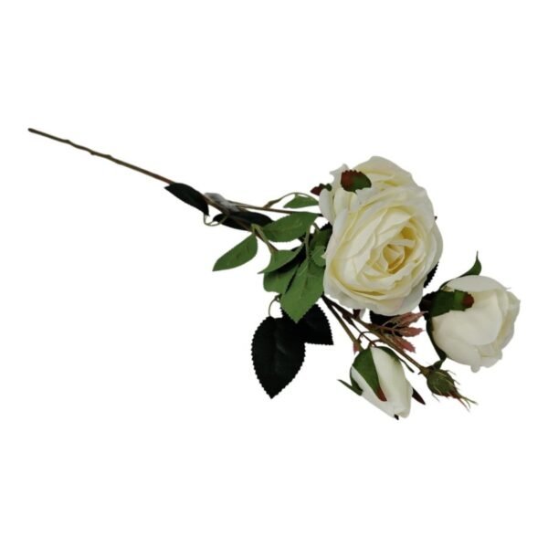 Gałązka Róża 3 kwiaty + pąk H 65 cm Kremowa