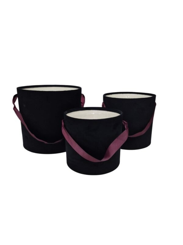Flowerbox pudełko na kwiaty 3 w 1 Welurowe Czarne H2304464 50