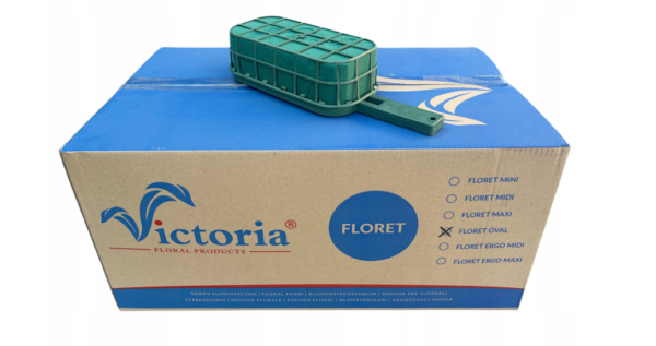Floret z gąbką florystyczną zieloną do kwiatów żywych OWALNY karton 21 szt 5907691078088